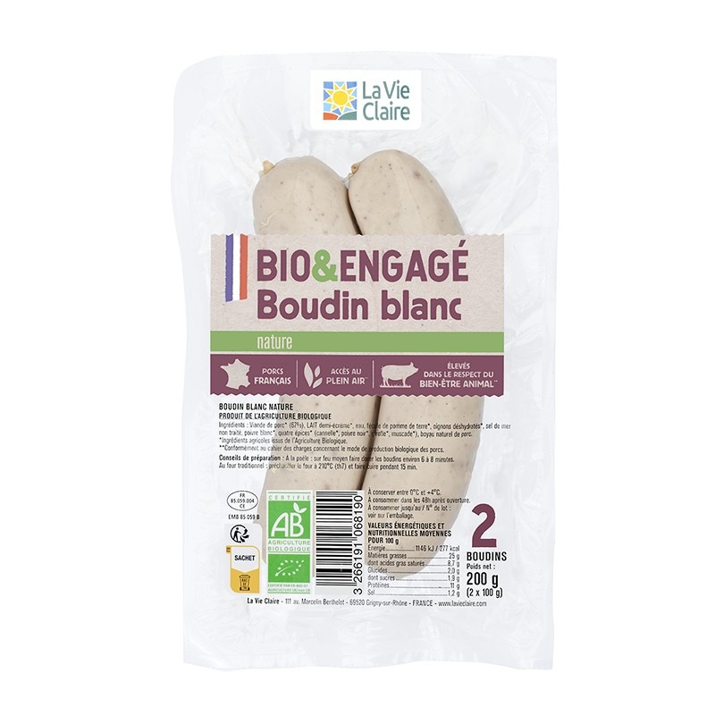 Boudin blanc x2 200g La Vie Claire : photo du produit rappelé le 01/10/2025