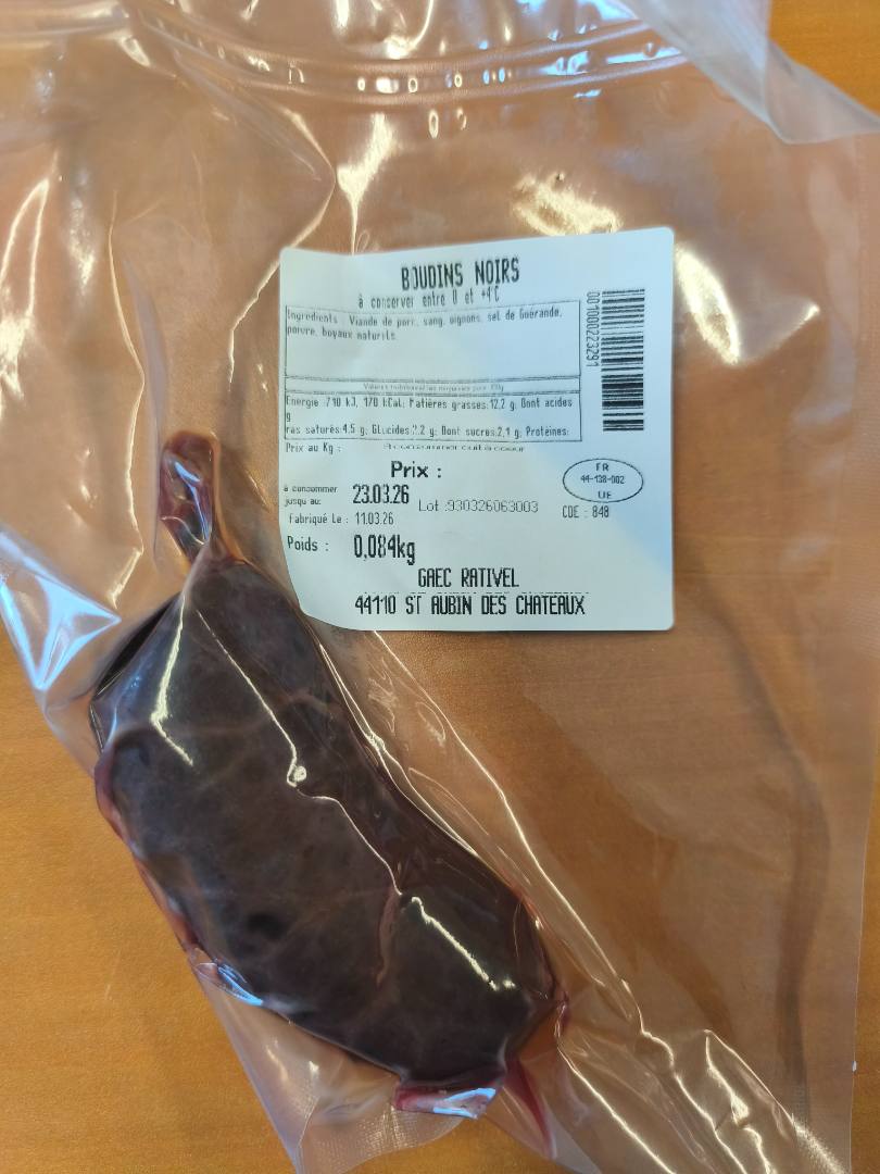 Boudin noir : photo du produit rappelé le 19/03/2026
