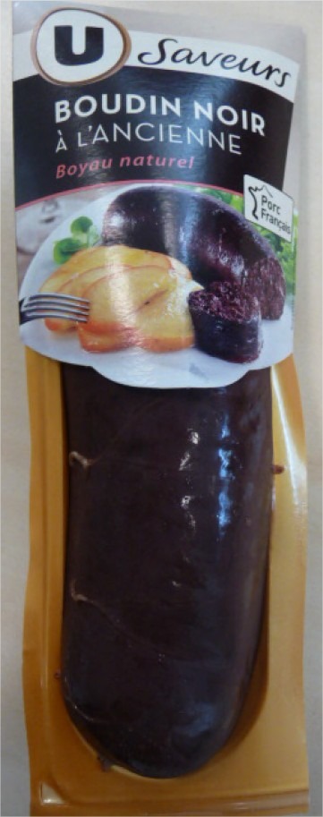 Boudin noir à l'ancienne u saveurs 240 g : photo du produit rappelé le 22/10/2021