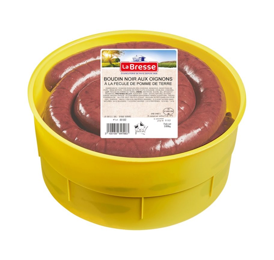 Boudin noir aux oignons a la fecule de pomme de terre La Bresse : photo du produit rappelé le 26/02/2025