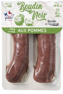 Boudin noir aux pommes recette à l'ancienne 2x125g : photo du produit rappelé le 21/10/2021