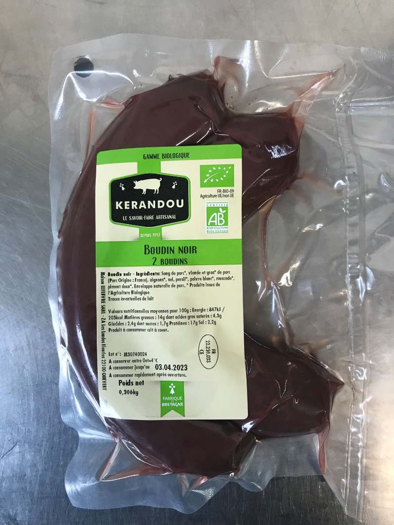 Boudin noir Kérandou : photo du produit rappelé le 21/03/2023