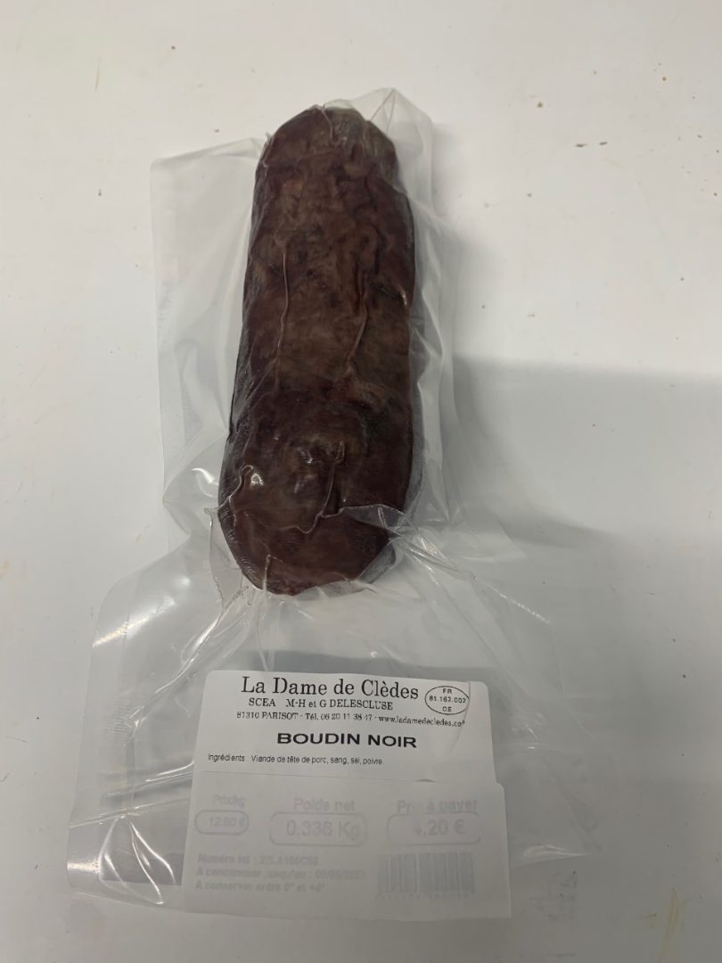 Boudin noir La Dame de Clèdes : photo du produit rappelé le 22/04/2022