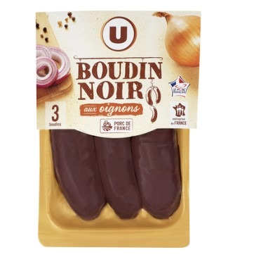 Boudin noir oignon u portion x3 375g : photo du produit rappelé le 09/02/2024