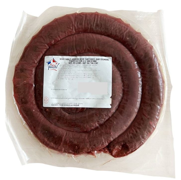 Boudin noir sarthois aux oignons vendu au rayon Nos Regions Ont du Talent : photo du produit rappelé le 29/11/2024