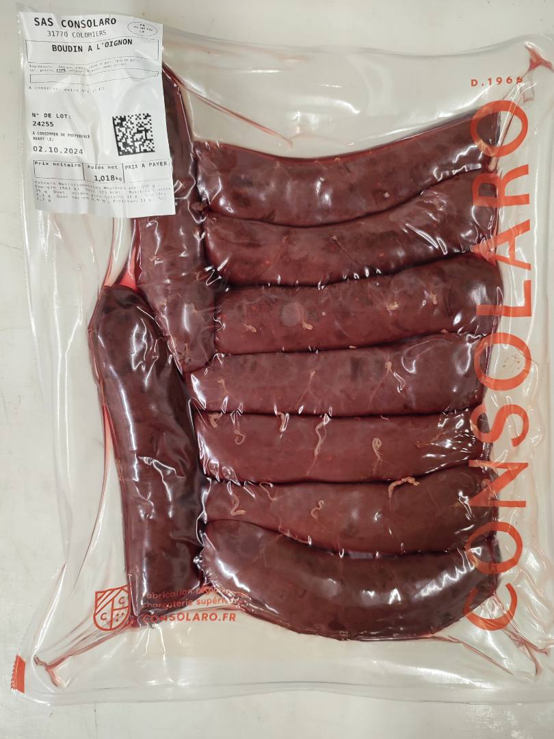Boudin oignon Consolaro : photo 2 sur 2 du produit rappelé le 17/09/2024