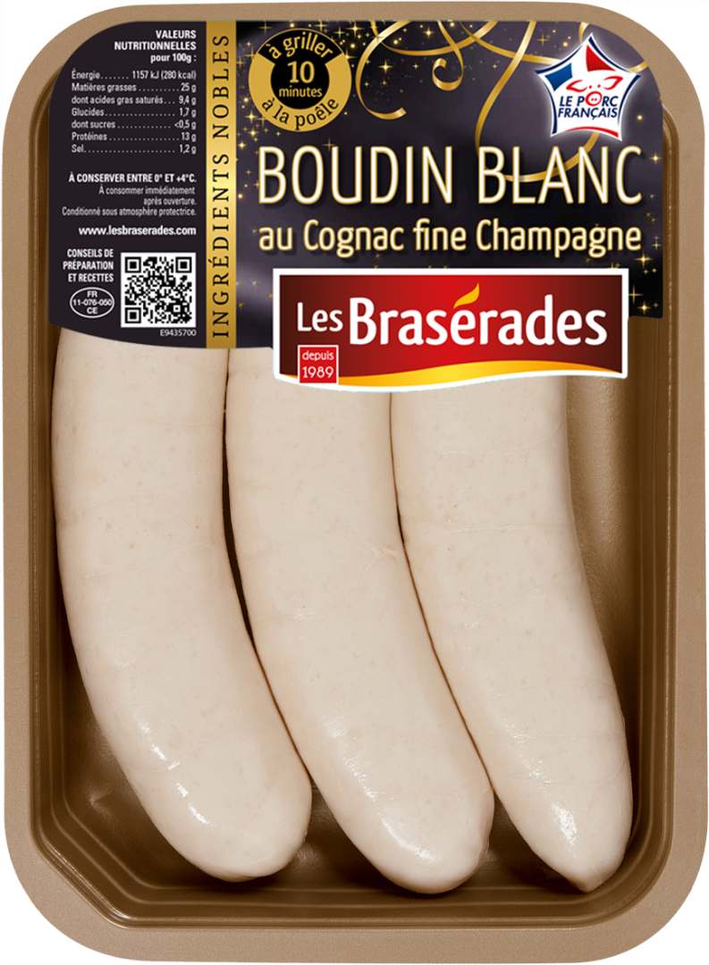 Boudins blancs cognac fine champagne Les Braserades : photo du produit rappelé le 20/12/2021