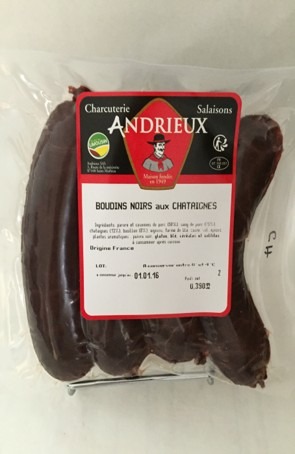 Boudins chataignes x4 Andrieux : photo du produit rappelé le 24/10/2025
