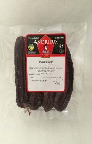 Boudins noirs Andrieux : photo du produit rappelé le 22/10/2025