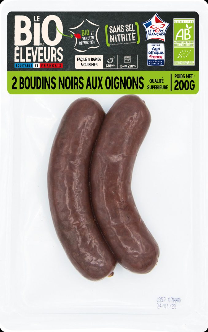 Boudins noirs aux oignons Le BIO des Eleveurs : photo du produit rappelé le 01/10/2025