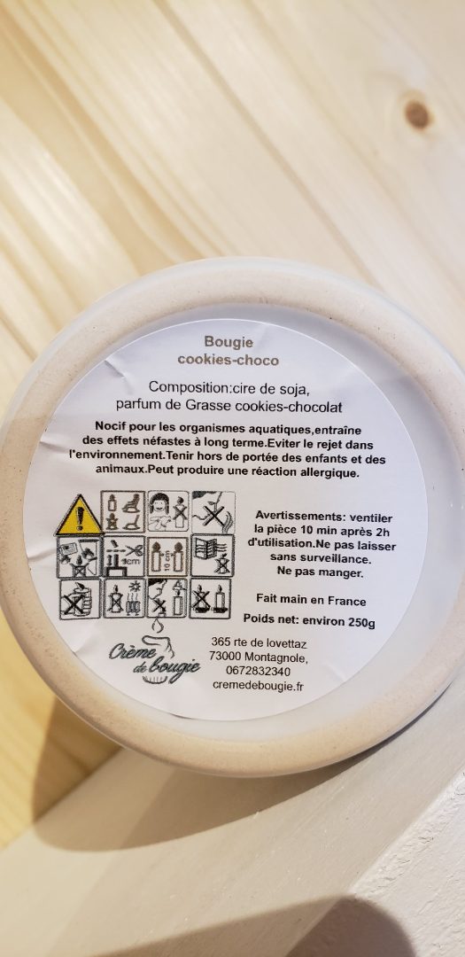 Bougie cookie-choco gourmande Crème de Bougie : photo 4 sur 4 du produit rappelé le 23/11/2022