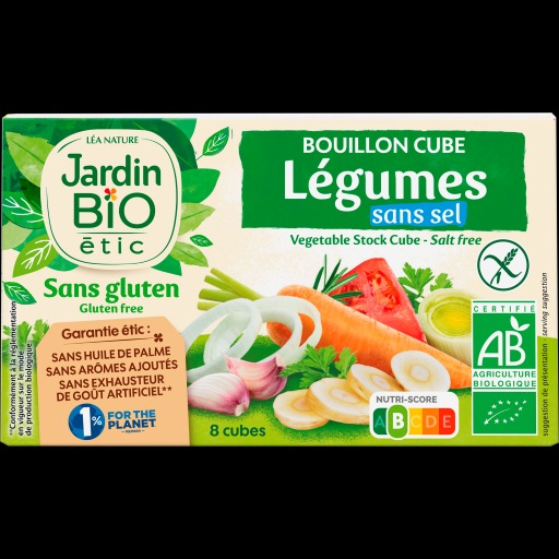 Bouillons cube légumes sans sel Jardin BIO Etic : photo du produit rappelé le 30/03/2022
