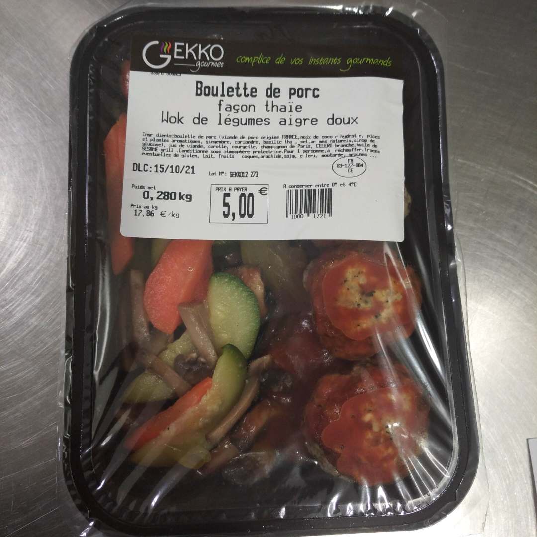 Boulette de porc façon thaie wok de légume aigre doux Gekko : photo du produit rappelé le 07/10/2021