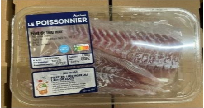 Bq 300g filet lieu noir sans aretes x6 et bq 300g Auchan le Poissonnier : photo du produit rappelé le 03/07/2026