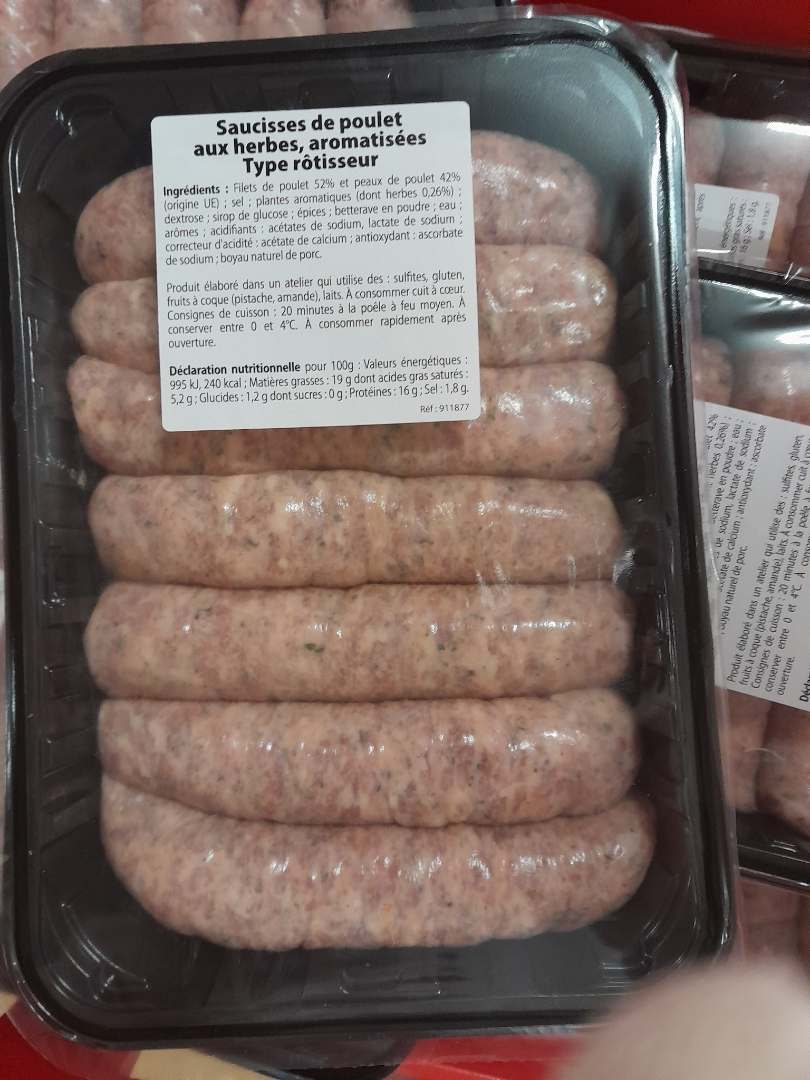 Bq 7 saucisses aux herbes 140g lionor sous atmosphère protectrice : photo du produit rappelé le 25/03/2026
