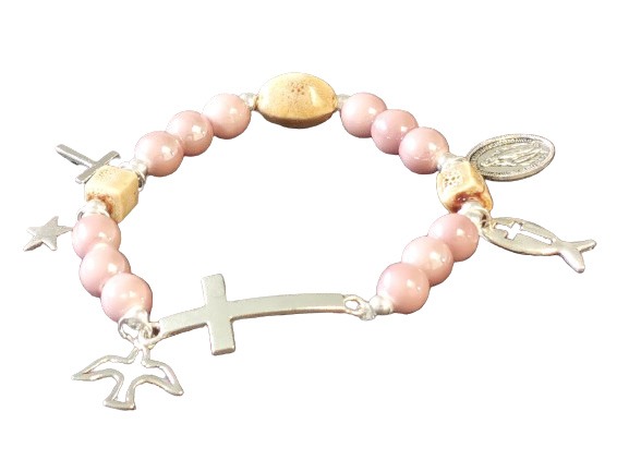 Bracelet élastique 8mm céramique- avec médaille 15mm vierge Btcme : photo du produit rappelé le 24/07/2025