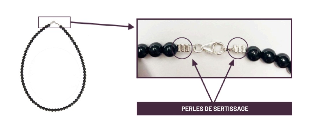 Bracelet et/ou collier confectionné avec perles de sertissage Kevalex : photo du produit rappelé le 18/01/2024