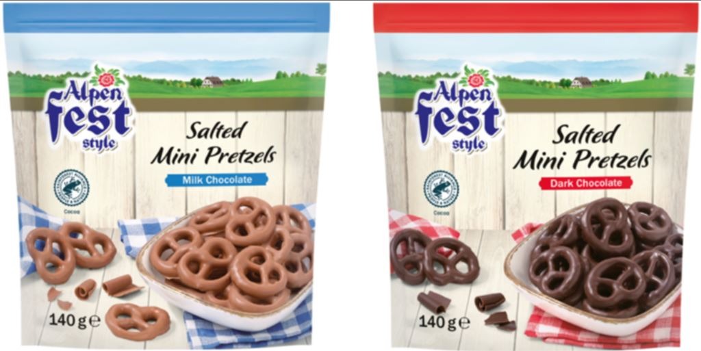 Bretzels enrobés de chocolat (lait et noir) Alpenfest : photo du produit rappelé le 06/02/2025