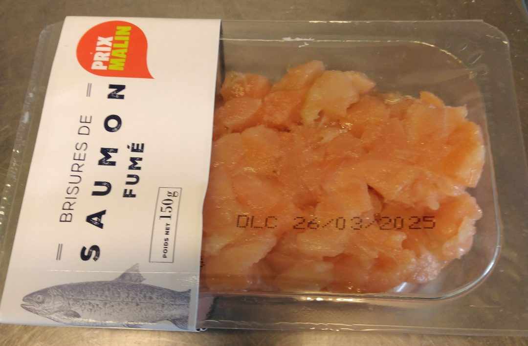 Brisures de saumon fumé 150g Grand Frais / Fresh / Mon-Marché.FR : photo du produit rappelé le 07/07/2026