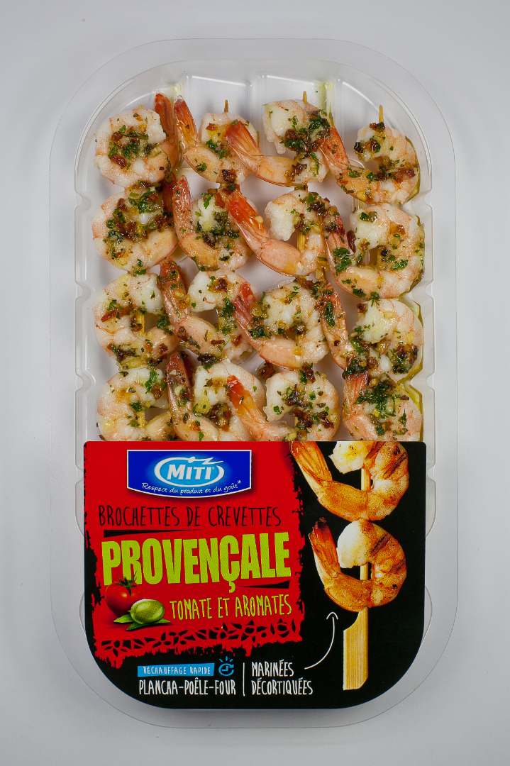 Brochettes de crevettes provençale Miti : photo du produit rappelé le 15/05/2025