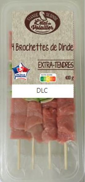 Brochettes de dinde extra-tendres Etal du Volailler : photo du produit rappelé le 17/05/2023
