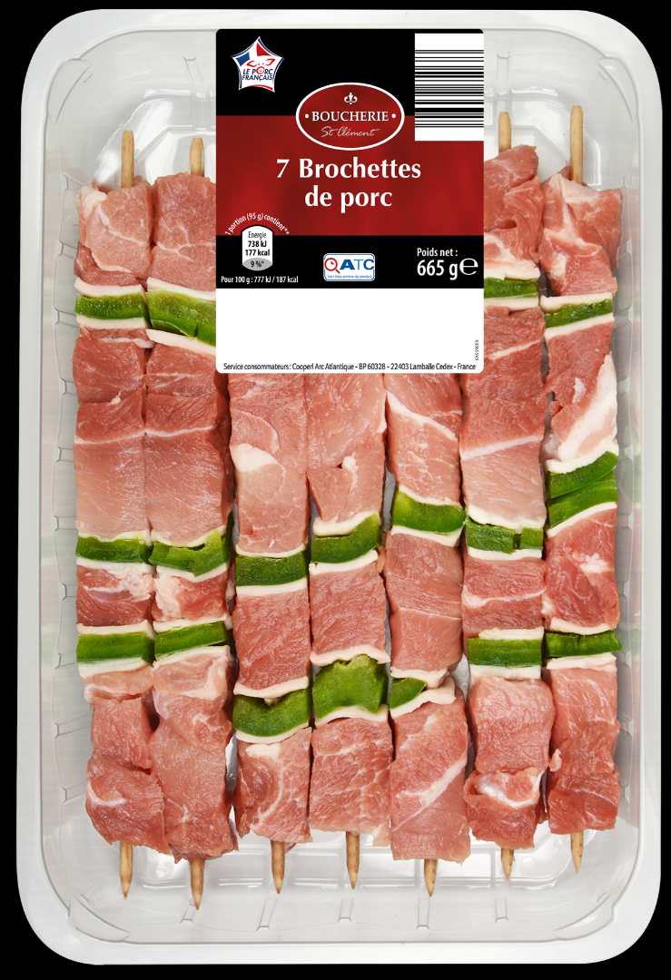 Brochettes de porc x7 Boucherie Saint-Clément : photo du produit rappelé le 12/07/2021