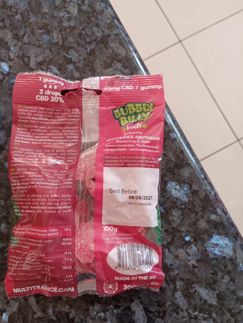 Bubbly billy CBD gummy bears : photo 2 sur 2 du produit rappelé le 02/12/2025