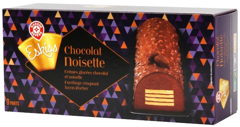 Buche chocolat noisette 548,4g Eskiss : photo du produit rappelé le 29/07/2021
