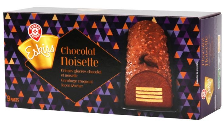 Buche chocolat noisette 548,4g Eskiss : photo du produit rappelé le 14/01/2022