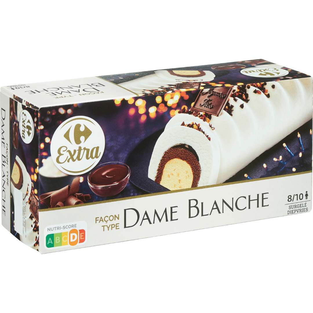 Bûche façon dame blanche 1l Carrefour Extra : photo du produit rappelé le 29/07/2021