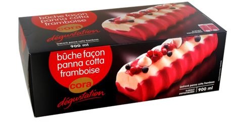 Buche facon panna cotta framboise 900 ml - 503 g Cora Dégustation : photo du produit rappelé le 04/01/2022