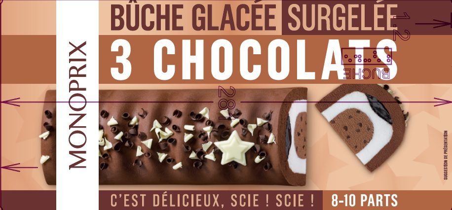 Bûche glacée 3 chocolats 534,1g / 1l Monoprix : photo du produit rappelé le 14/01/2022