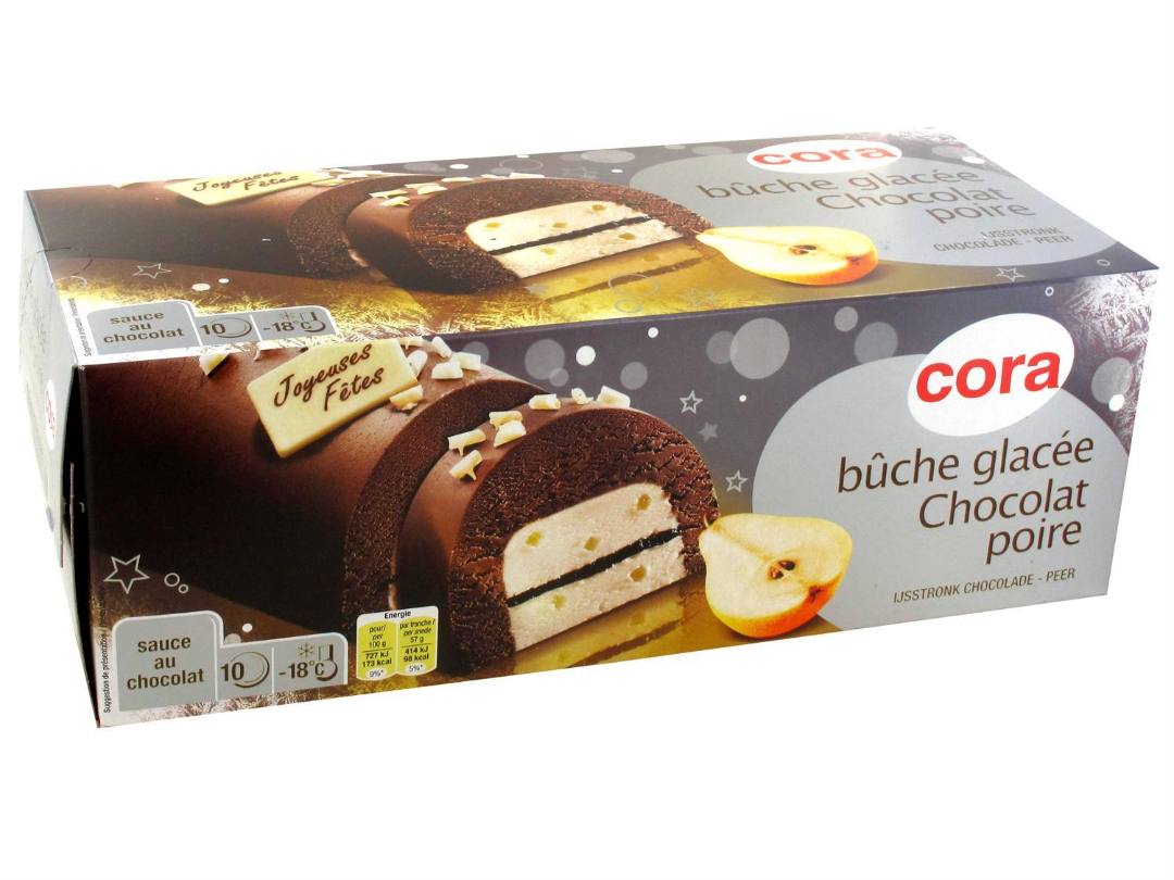 Bûche glacée chocolat poire Cora : photo du produit rappelé le 28/07/2021