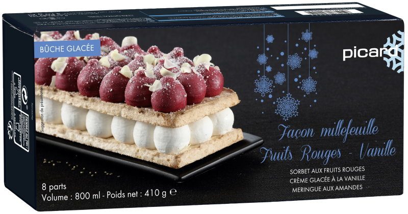 Bûche glacée façon millefeuille fruits rouges – vanille Picard : photo du produit rappelé le 06/04/2022