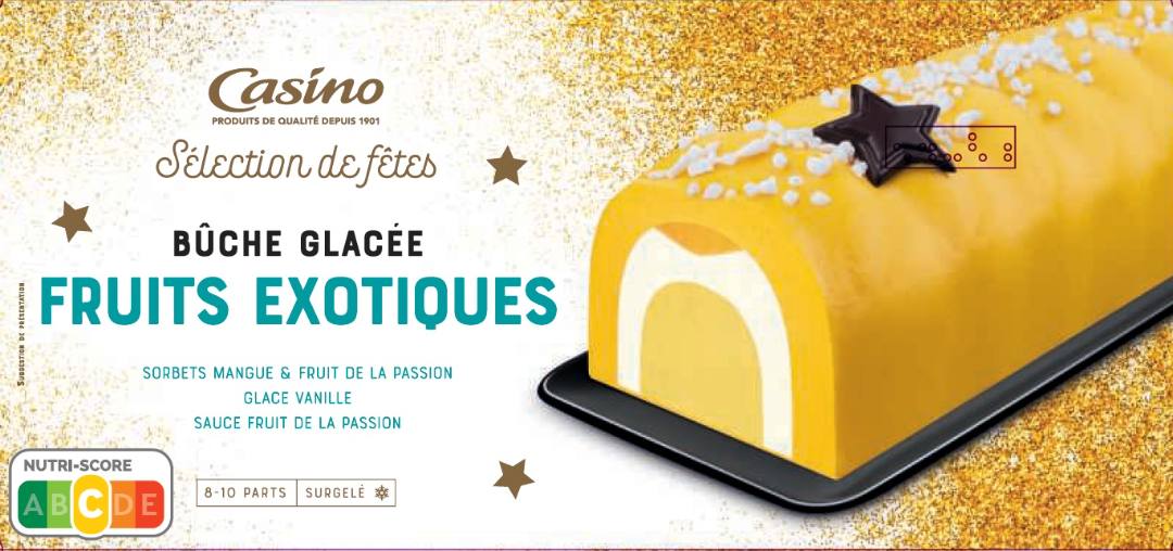 Bûche glacée fruits exotiques 557,1g / 1l Casino : photo du produit rappelé le 21/01/2022