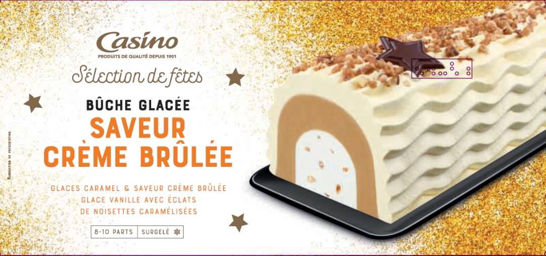 Bûche glacée saveur crème brûlée 510,6g / 1l Casino : photo du produit rappelé le 21/01/2022