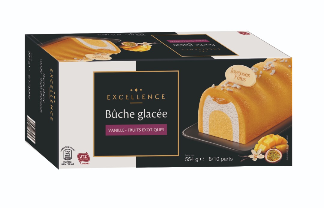 Buche glacee - vanille / fruits exotiques 554g Excellence : photo du produit rappelé le 24/01/2022