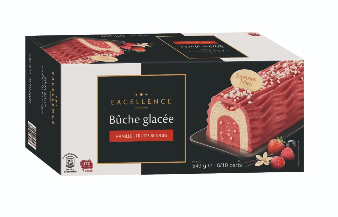 Buche glacee - vanille / fruits rouges 549g Excellence : photo du produit rappelé le 24/01/2022