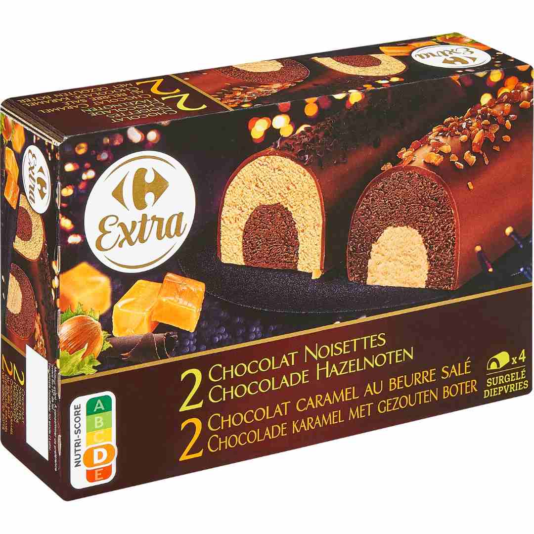 Bûchettes 2 chocolat noisettes 2 chocolat Carrefour / Carrefour Extra : photo 1 sur 2 du produit rappelé le 29/07/2021