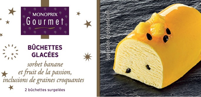 Buchettes glacée sorbet banane et fruit de la passion Monoprix Gourmet : photo du produit rappelé le 03/03/2022