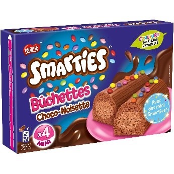 Bûchettes smarties chocolat noisette nestle : photo du produit rappelé le 14/01/2022