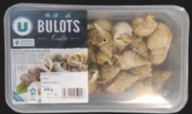 Bulots cuits u - peches atlantique nord-est - barquette de 400g : photo du produit rappelé le 09/03/2023