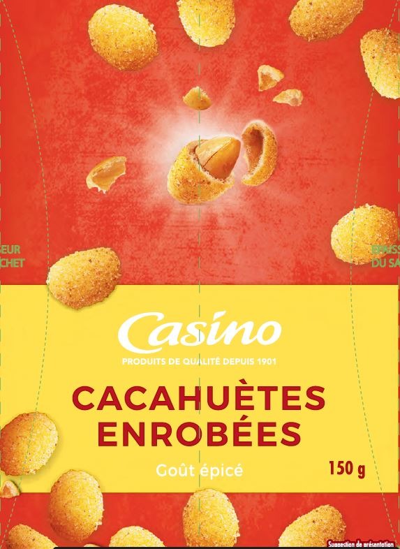 Cacahuètes enrobées goût épicé, 150g, Casino : photo du produit rappelé le 19/01/2022