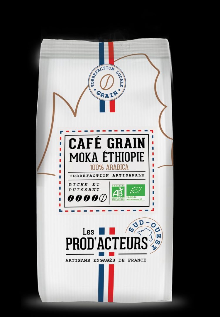 Café grain bio 100% arabica origine moka ethiopie 1kg Prod'acteurs : photo du produit rappelé le 18/07/2024