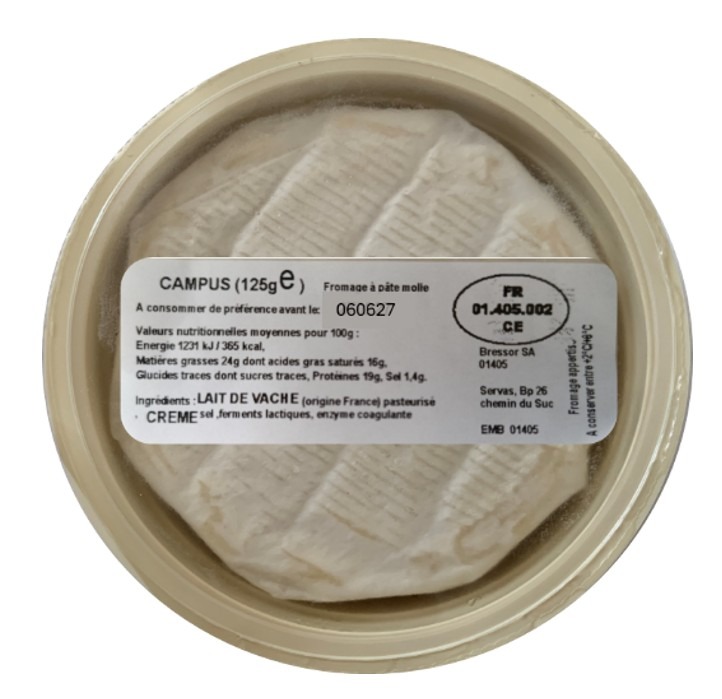 Campus 125g - fromage à pâte molle : photo du produit rappelé le 08/06/2026