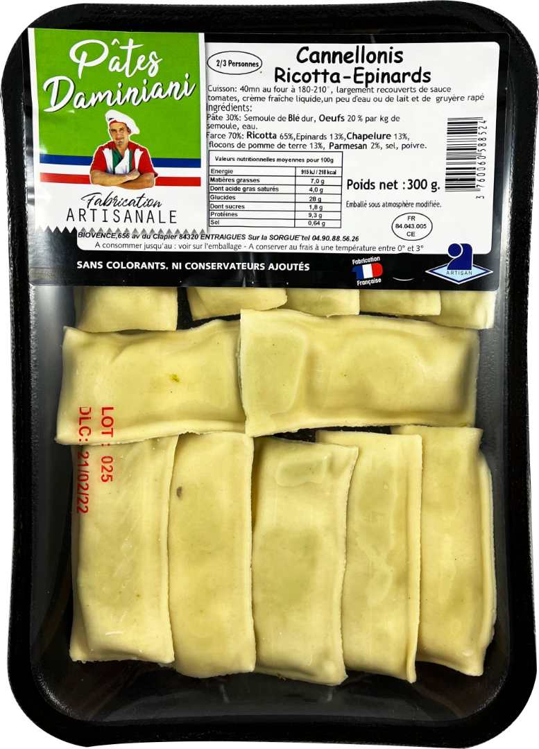Cannelloni ricotta epinard Daminiani : photo du produit rappelé le 22/05/2025