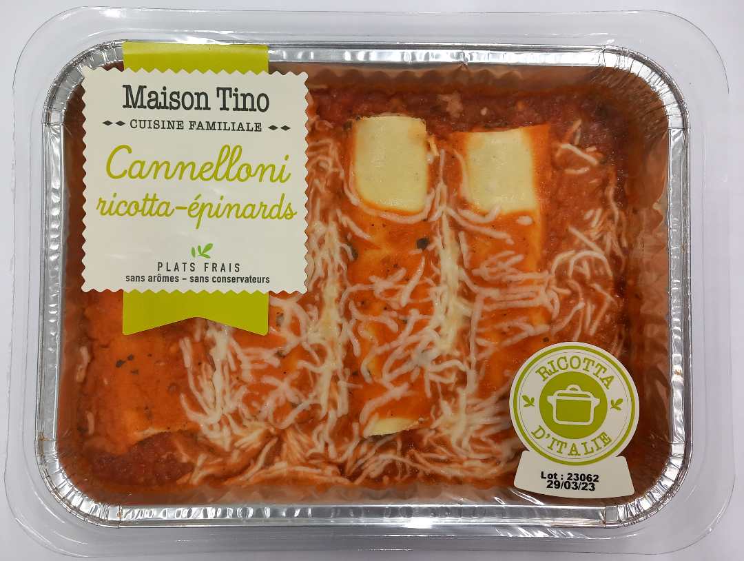 Cannelloni ricotta-épinards Maison Tino : photo du produit rappelé le 16/03/2023