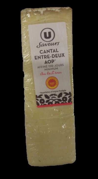 Cantal entre deux AOP au lait cru U Saveurs : photo du produit rappelé le 10/12/2021