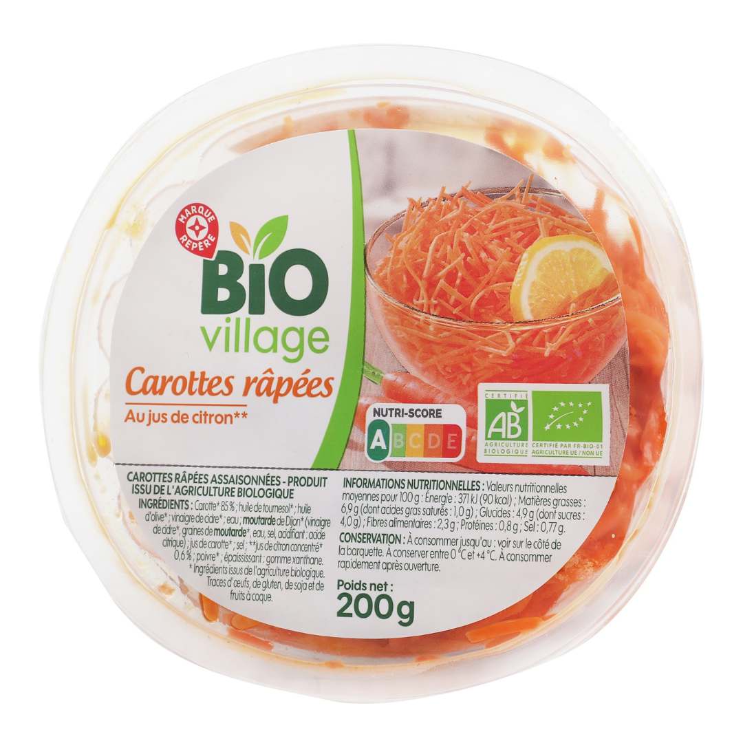 Carottes rapees bio 200g et 400g BIO Village : photo du produit rappelé le 21/01/2022