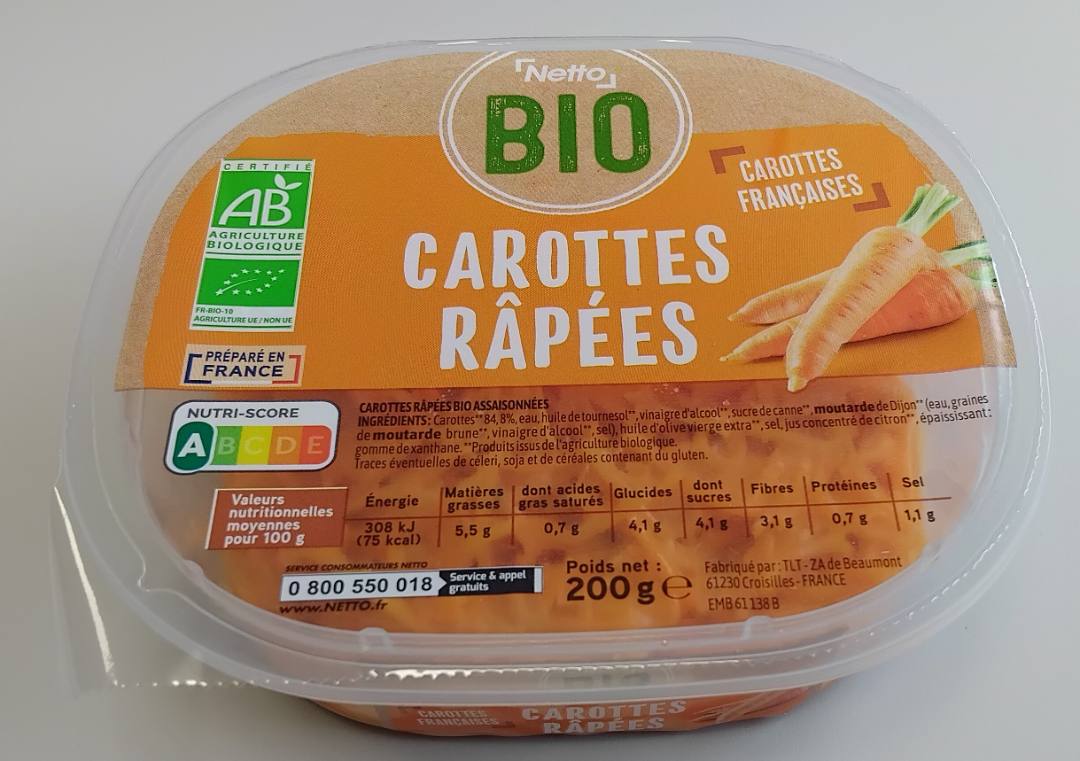 Carottes rapees bio Netto : photo du produit rappelé le 24/09/2025